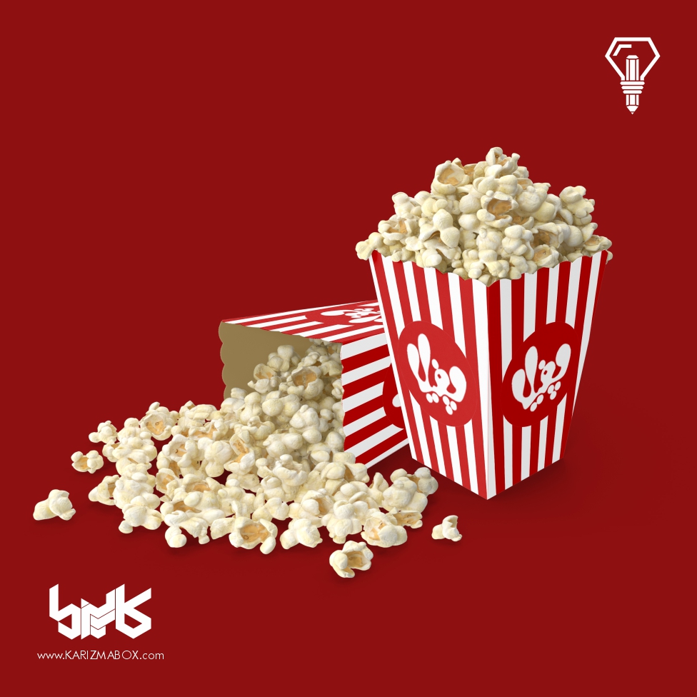 طراحی و چاپ جعبه مقوایی پاپ کورن